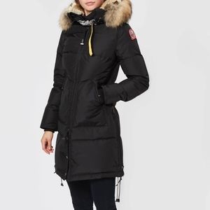 PARAJUMPERS long black parka size small FUR